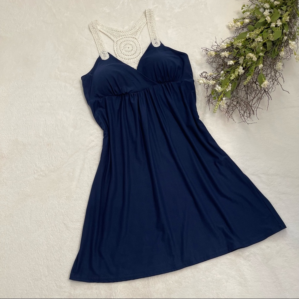 No Boundaries Blue Racer Back Swing Dress Size Large